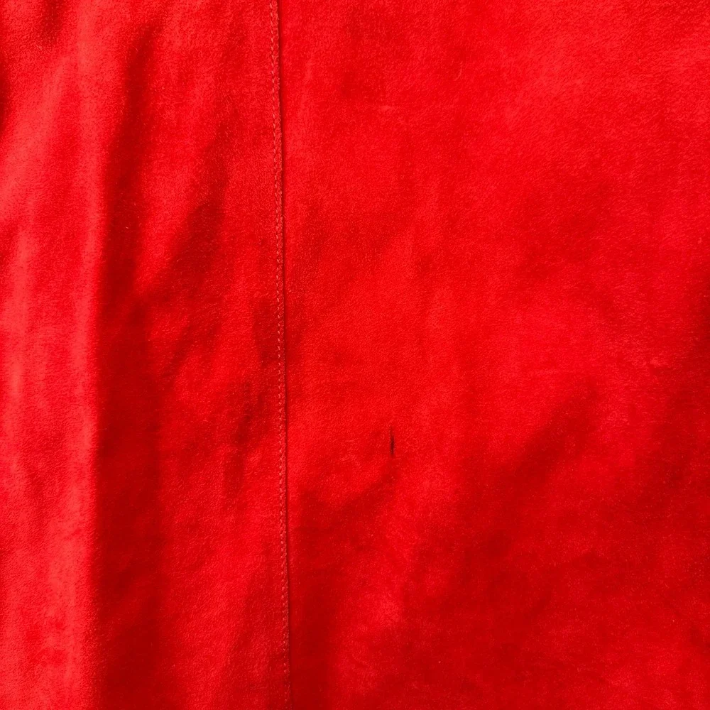 YANKO Suede Leather Moto Jacket Womens 40 Red Long Sleeve Full Zip Outerwear